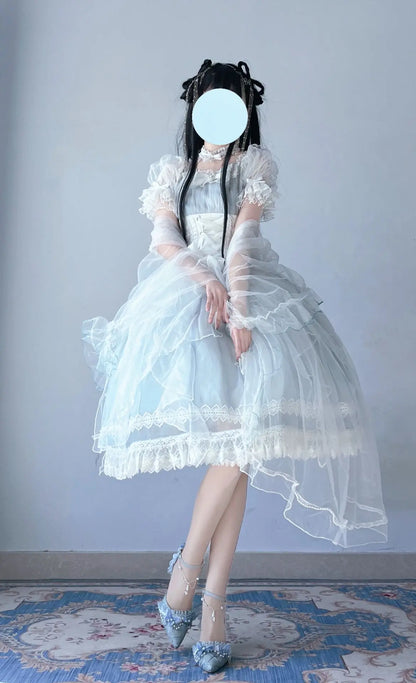 NEW Original Gorgeous Tea party Lolita OP short-sleeved dress Lolita Princess Dress Elegant Fairy maiden lace dress