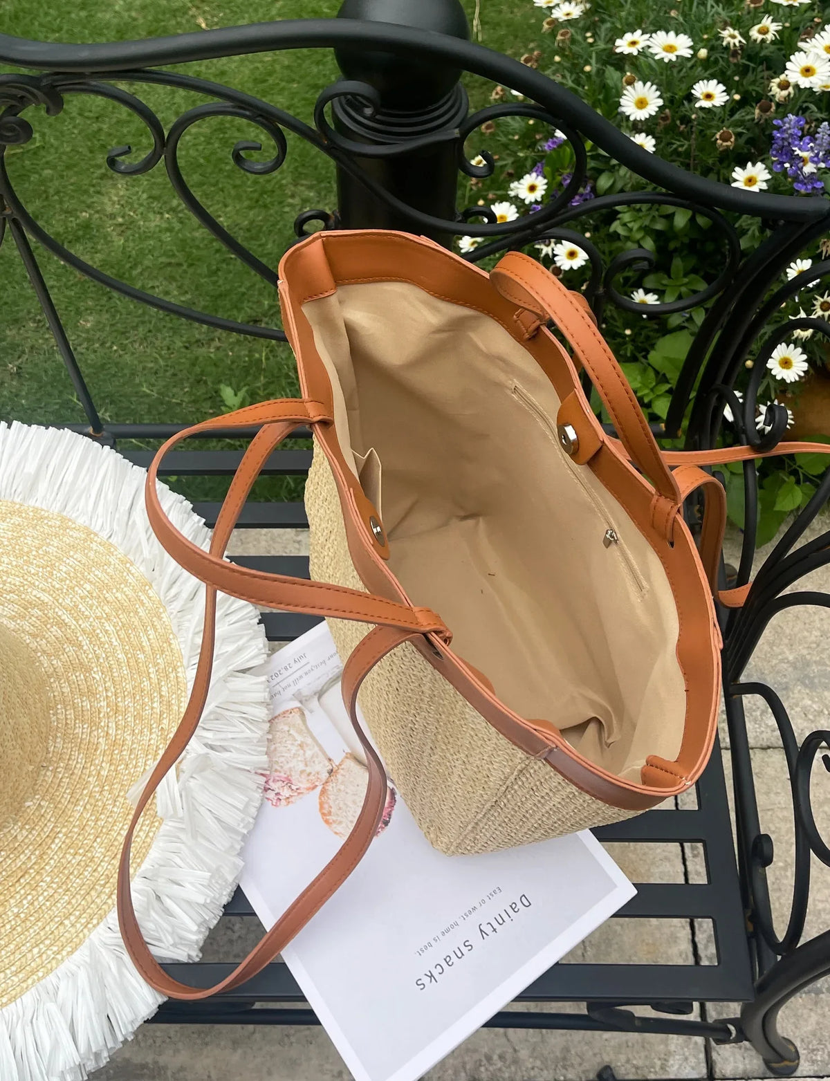 Summer Large Capacity Tote Bag Women Shoulder Bag Handmade Woven Bag Fresh Rural Handheld Grass Woven Women Bag