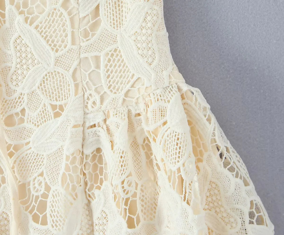 Black Beige Lace Sling Mini Dress Women Summer Club Party Sexy Robe
