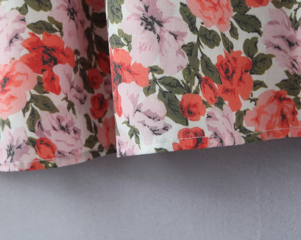 Flower Print Patchwork White Sling Elegant Dress Women Lace Up Bandage Back A-line Summer Dresses Chic Lady Holiday Robe 2025