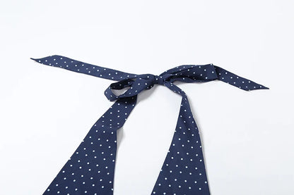Low-Neck Polka Dots Women Two-Piece Set Halter Sleeveless Backless Mini Top+Multi-Layered Ruffles Sweet Bottoms Suits