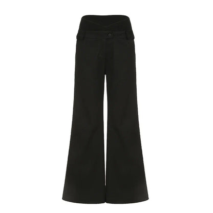 Irregular Waist Flared Pants Baggy Boot Cut Trousers Casual Basic All-match Streetwear Chic Fashion Outfits Women