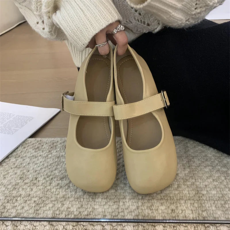 Shoes Woman Flats Soft Autumn Round Toe Dress New Moccasin Fall Mary Janes Soft Round Toe Shoes Woman Autumn Female Footwea