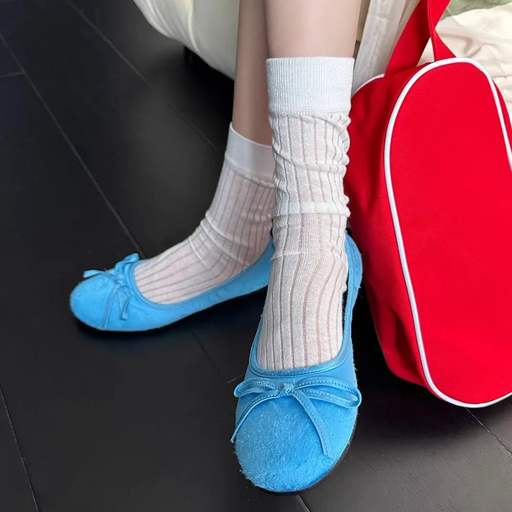 New Round Toe Comfy Walking Ballet Flats Shoes Women Blue Chic Slip On BALLERINA Shoes High Quality