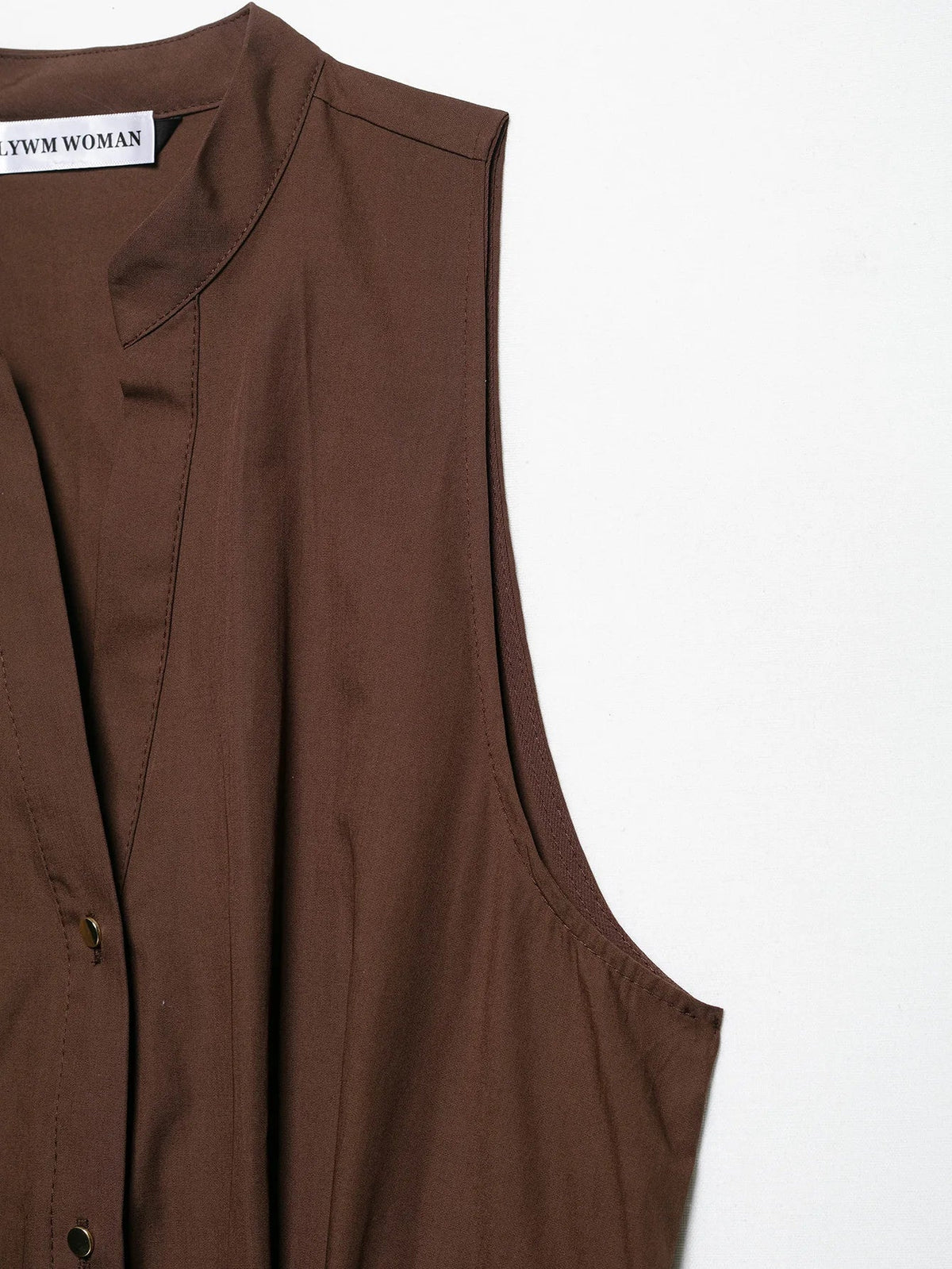 Fashion Brown Sleeveless Long Dress With Belt Round Neck Fashion Pleat Summer Dress Button Elegant Chic Femme Vestidos