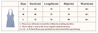 Halter Neck Single Breasted Knit Women Dress Sleeveless Tight Blue Summer Short Dress 2025 New Sexy French Woman Clothing