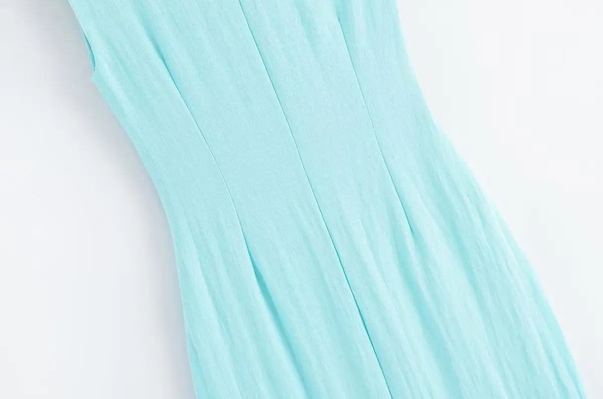 Women's summer sexy fashion long dress solid color sleeveless asymmetric dress female holiday style slit slim fit chic dress