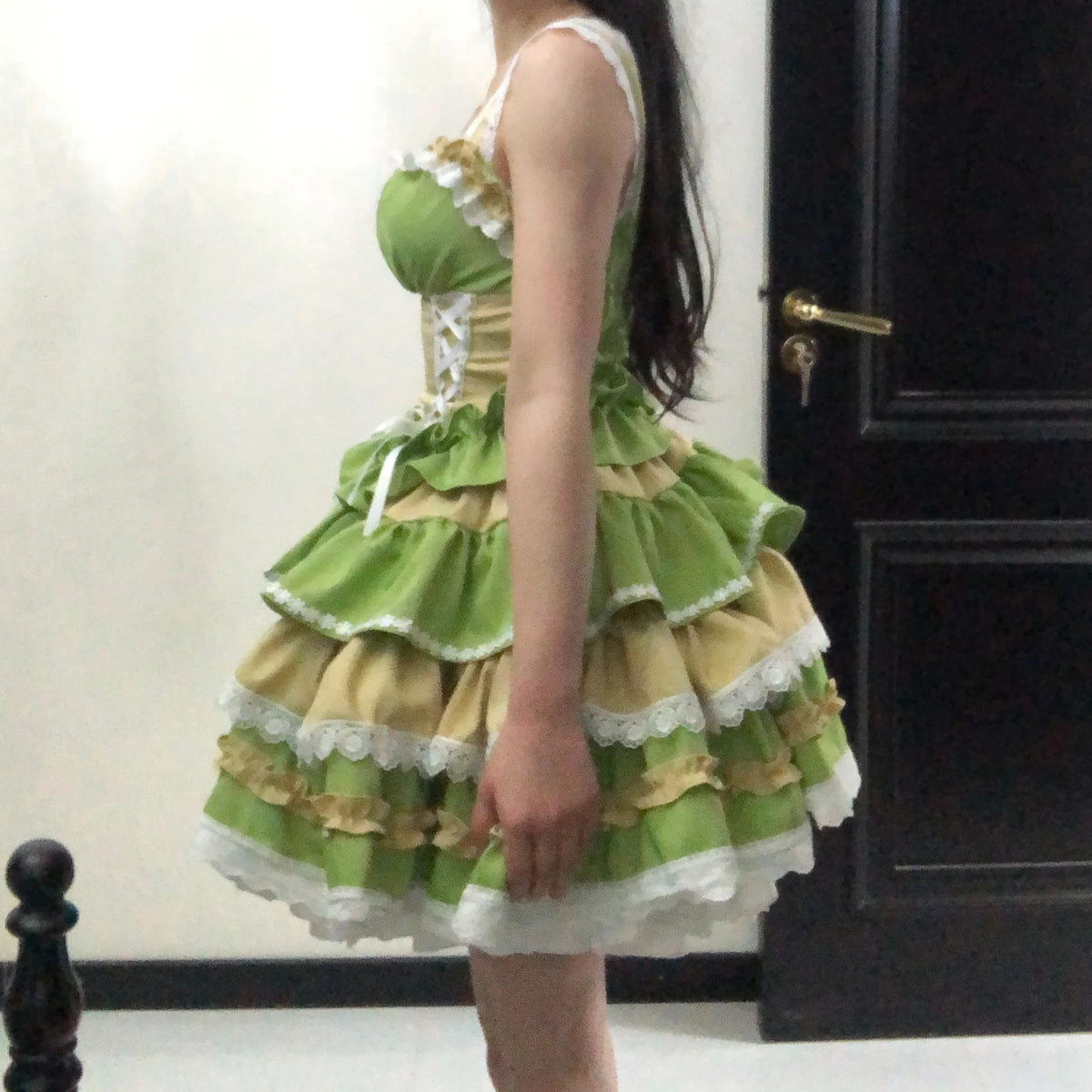 New Lolita Japanese Maid Suit Suspender Lace Bow Upper and Lower Suit Two-dimensional Sweet Cute Cos Comic Show Cake Skirt
