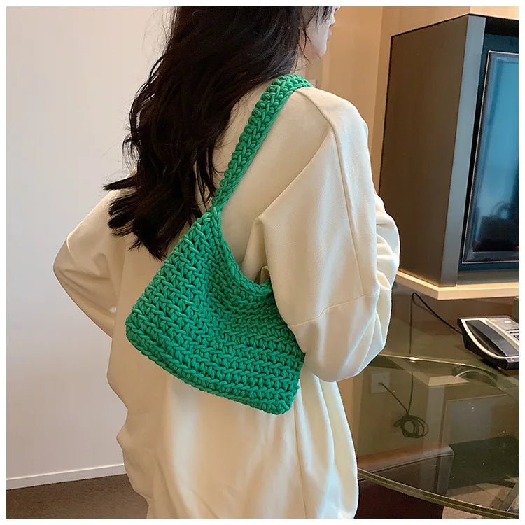 Fashion Versatile Shoulder Bag for Women Handmade Woven Women's Bag with Large Capacity Underarm Bag for Women