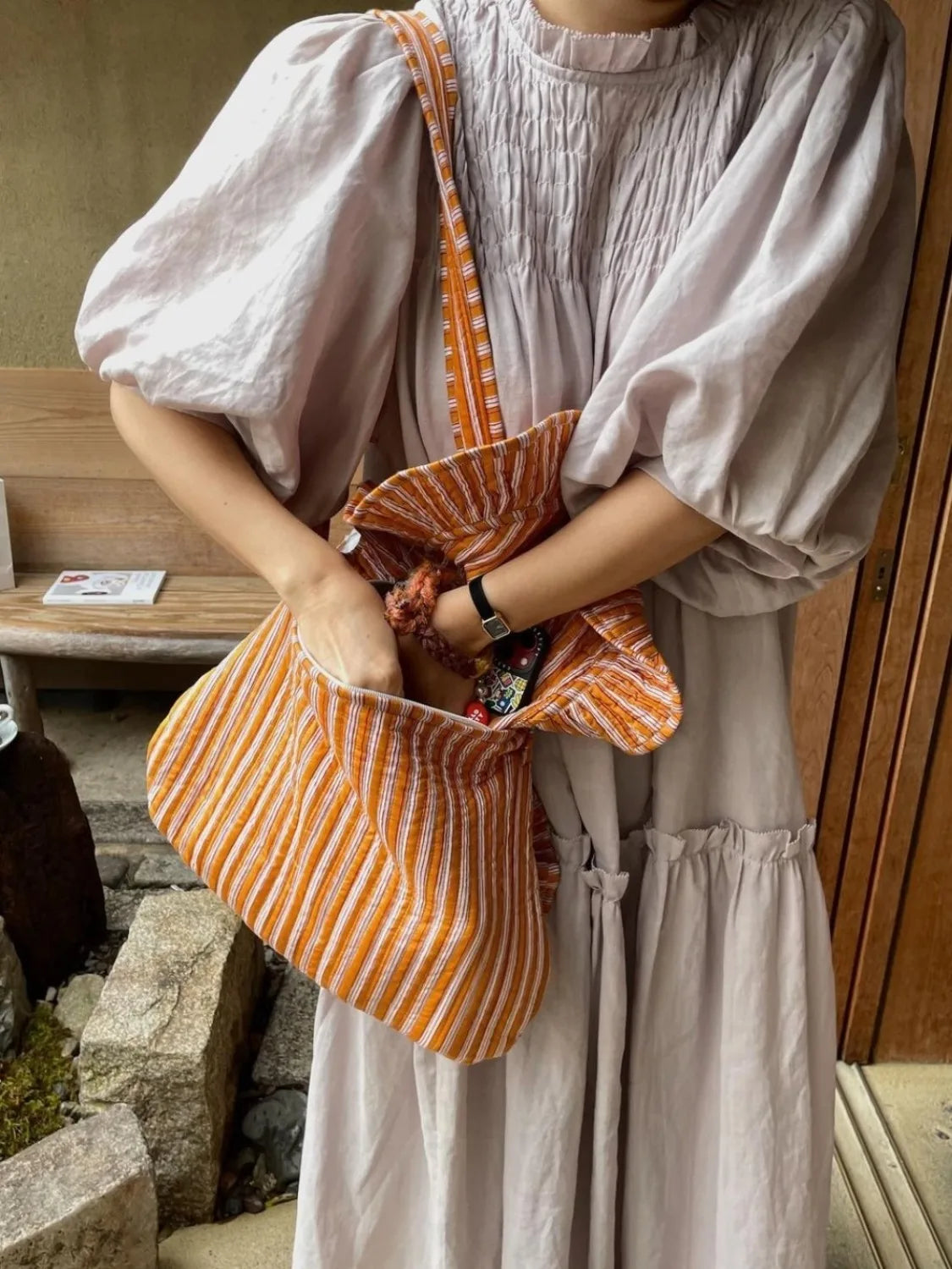 Women's Summer Loose Striped Long Dress Stand Collar Wide Waist Pullover Maxi Holiday Sundress Female