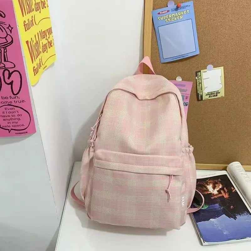 New Fashion Lady Lattice Travel School Bag Female Plaid Cute College Backpack Trendy Women Bag Girl Cool Kawaii Laptop Backpack