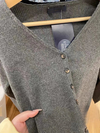 Ribbed Knitted Cardigan Women Autumn Winter Clothes Long Sleeve Streetwear Fashion Y2K Crop Tops Slim Fit Sweater Female