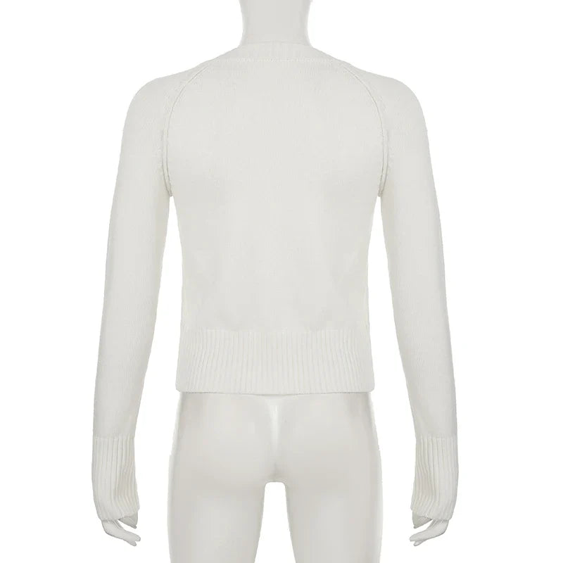 Casual V-neck Sweaters Simple Solid Knitwear Long Sleeve Tops Autumn Winter All-match Slim Fit Pullovers Sweet Homewear