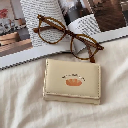 Cute Bread Wallets for Women Ins Korean Style Fashion Simple Designer Card Wallet Square Leather Original Aesthetic Bags