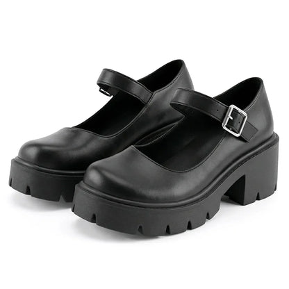 Women's Classic Mary Janes Shoes Platform Dress Low Chunky Heel Pumps Round Toe Ankle Strap Oxfords Shoes Good Quality
