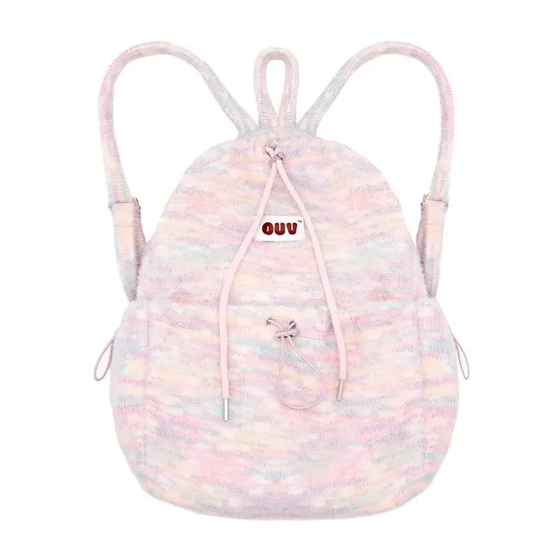 High-capacity All Match Drawstring Backpacks Women Sweet Y2k Aesthetic Schoolbags Contrast Color Girl Chic Backpack for Students