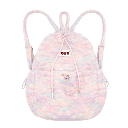 High-capacity All Match Drawstring Backpacks Women Sweet Y2k Aesthetic Schoolbags Contrast Color Girl Chic Backpack for Students