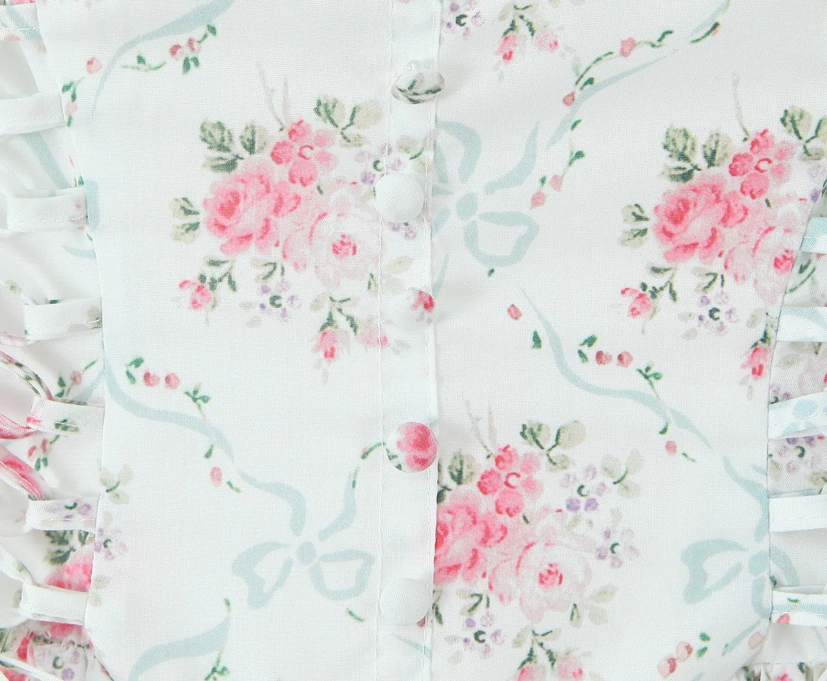 Women Bow O Neck Sleeveless Floral Print Boho Dresses Front Lace Up A-line Midi Summer Dress Chic Lady Holiday Party Robe