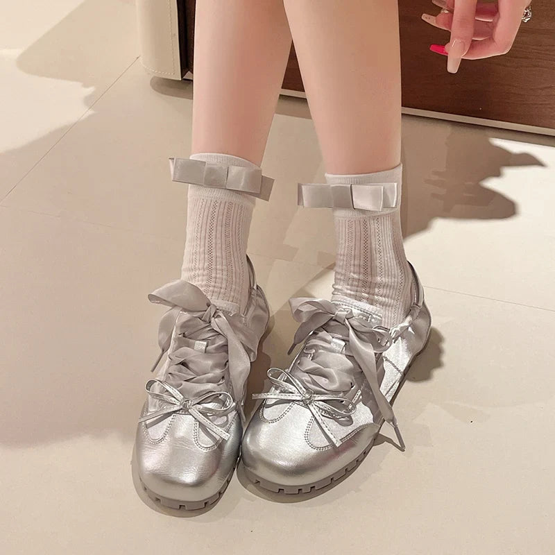 Designer Women Mary Jane Shoes Fashion Shallow Butterfly-knot Shoes Ladies Comfort Non Slip Walk Shoes
