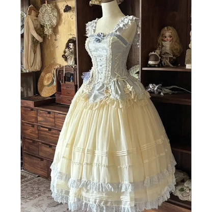 Japanese Vintage Style Women's Purple Beige Blue Bow Slim Long Dress Coming-of-age Birthday Banquet Host Evening Dress