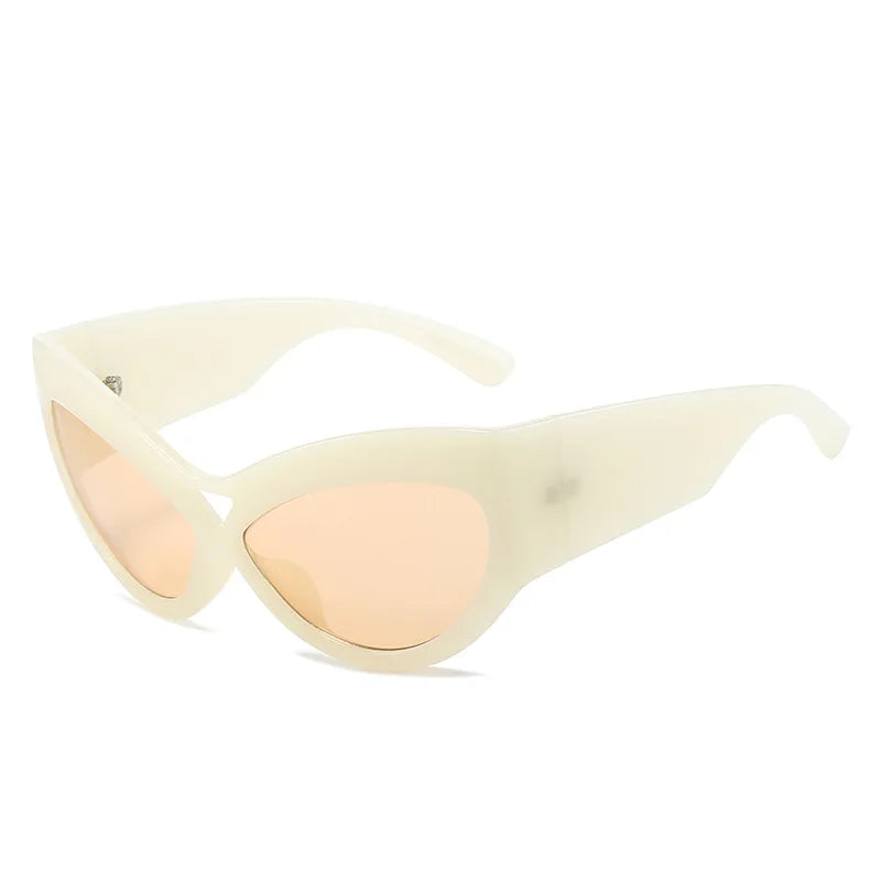 Fashion Y2K Cat Eye Sunglasses Women Retro Big Butterfly Shape Hollow Eyewear Shades UV400 Trending Wide Legs Men Sun Glasses