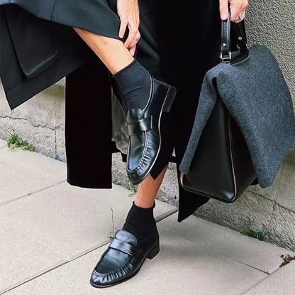 Retro Brown Soft Leather Brand Flats Women Fashion Pleated Design Loafers Comfort Outdoor Commuting Office Shoe Zapatos De Mujer