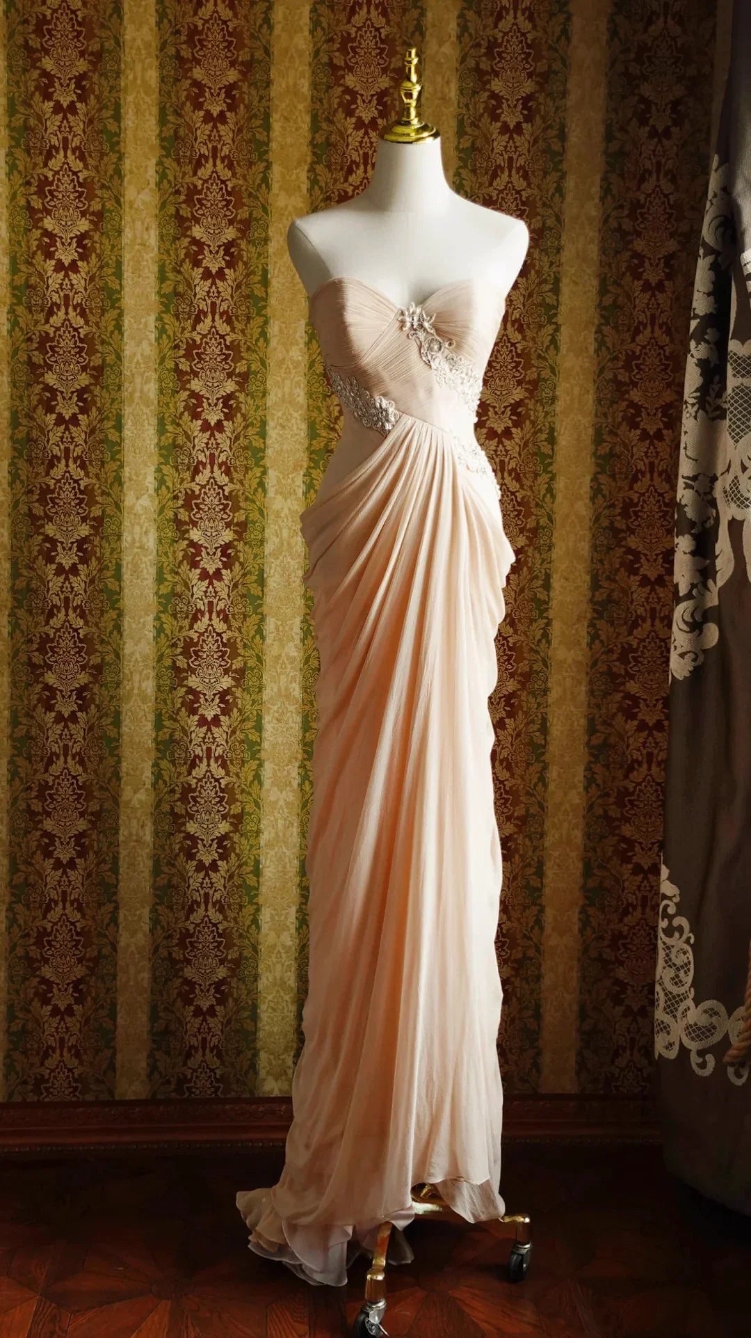 Luxury Champagne Dubai Evening Dresses Women Beaded Arabic Wedding Party Gown Shawl Formal Piece Customized 2025