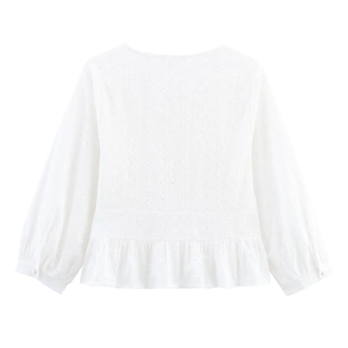 Women's commuting summer new fashion ethnic style hollow embroidery casual long-sleeved short shirt