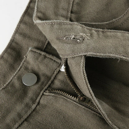 Streetwear Low Rise Jeans Baggy Zip-up Pockets Patchwork Loose Denim Pants Korean Fashion Cargo Pants for Women y2k Chic