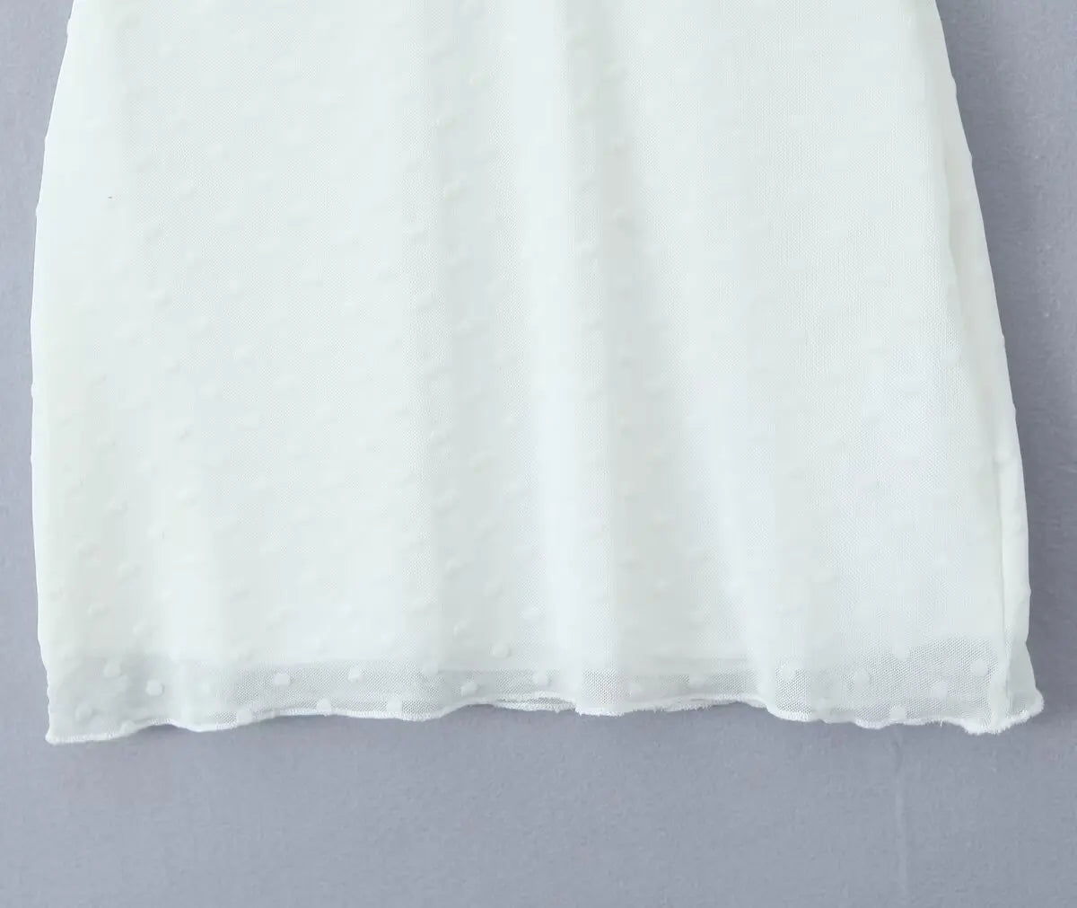 Flocking Dot White Mini Sling Dress For Women Sexy Thin Straps V Neck A-line Summer Mesh Dresses Holiday Short Robe