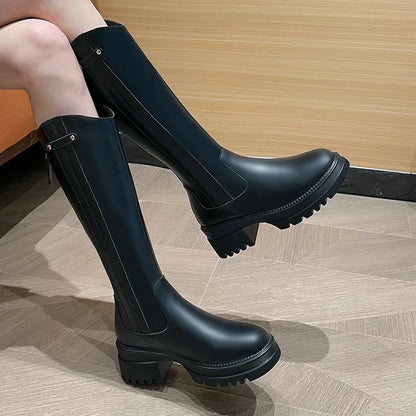 Women Boots Winter New Large Size Genuine Leather Women Long Boots Western Cowboy Boots Ladies Keep Warm Shoes