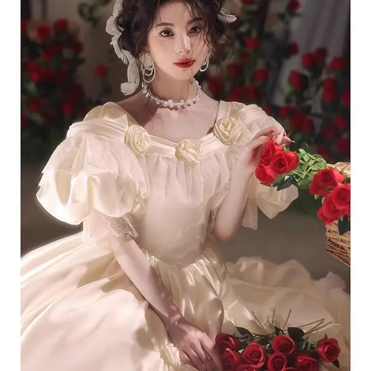 New French Satin Vintage Retro High-End Photo Studio Photography Theme Clothing