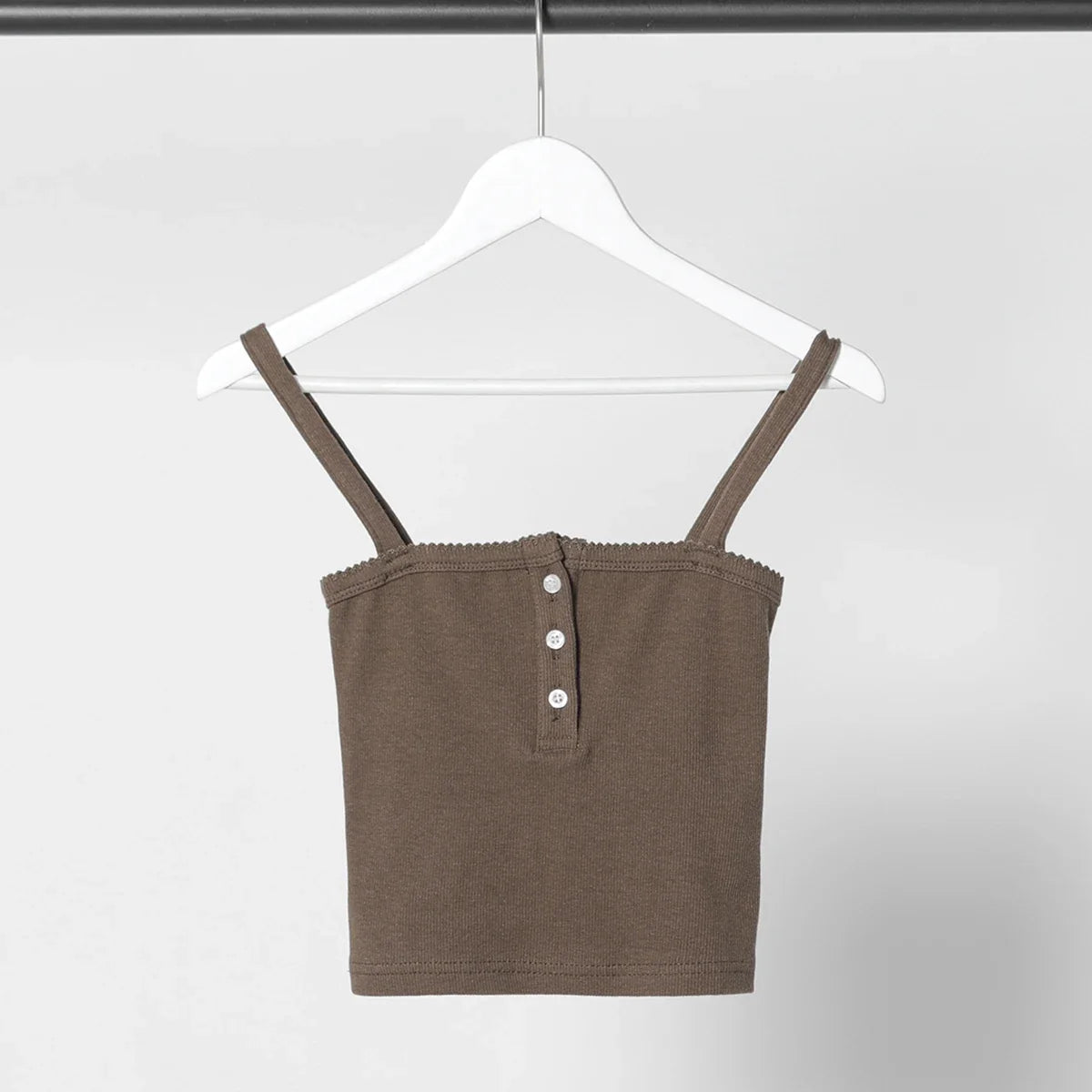 Vintage Brown Slim Cotton Tops Summer Ruffle Trim Sexy Square Collar Y2k Camis Blouses Women Sweet Cute Slim Crop Top Chic