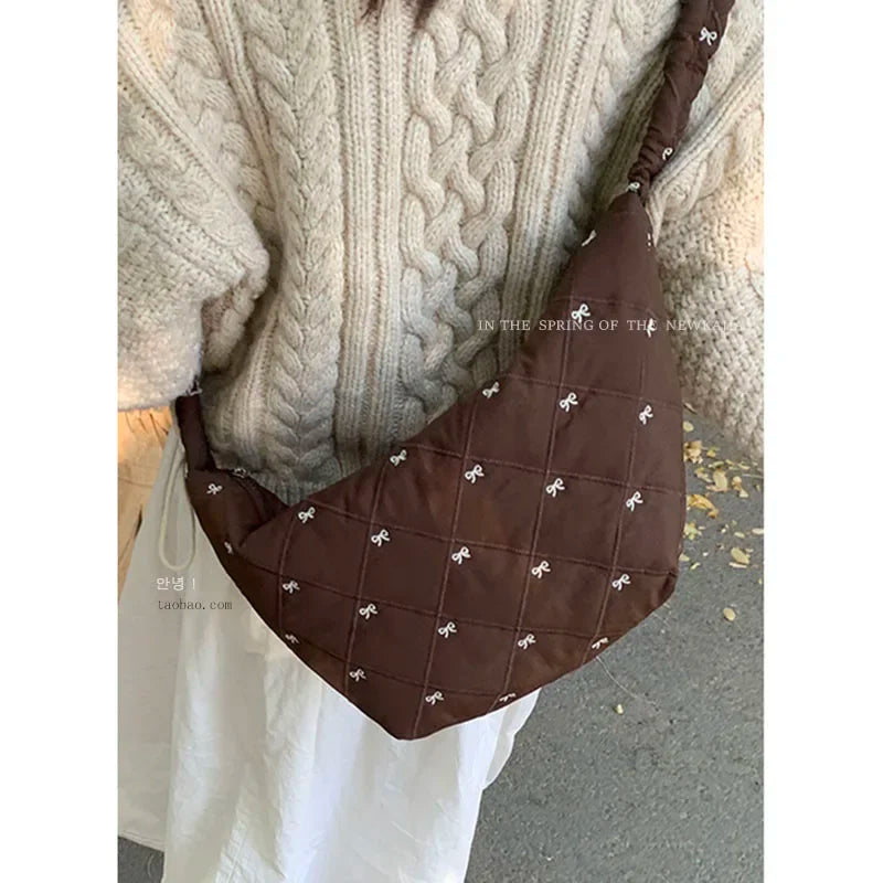 Down Bag for Women New Korean Niche Nylon Versatile Crossbody Single Shoulder Underarm Hobos Bags
