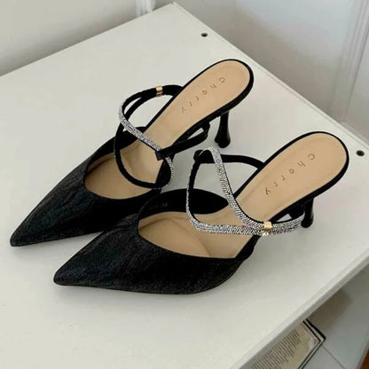 Shiny Pointed Toe High Heels Women Luxury Party Dress Shoes Sexy Elegant Slingback Shoes Fashion Brand Sandals for Women Pumps
