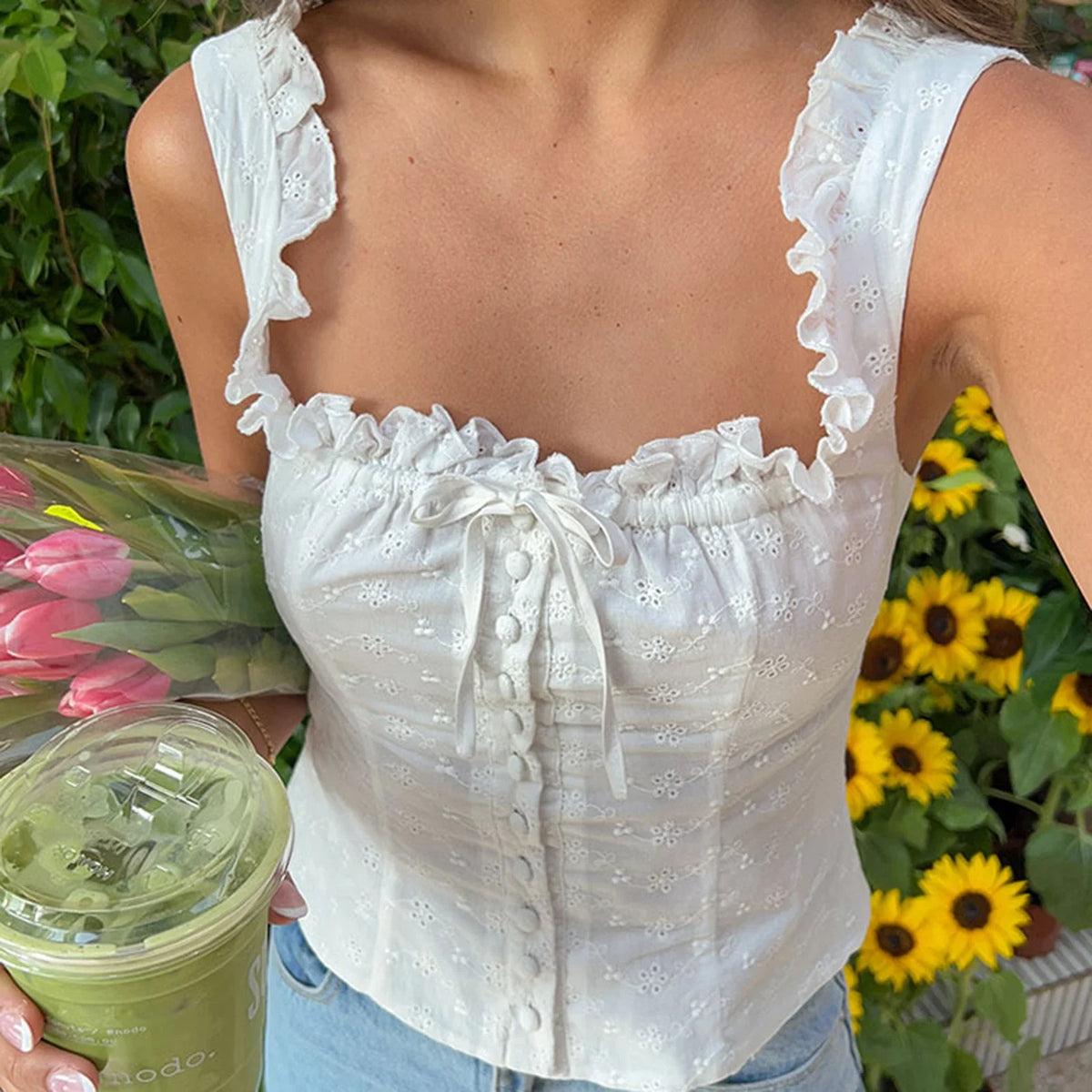Vintage Tie Front Peplum Tank Top for Women Y2k Cute Sleeveless Backless Crop Top Summer Going Out Blouse Streetwear