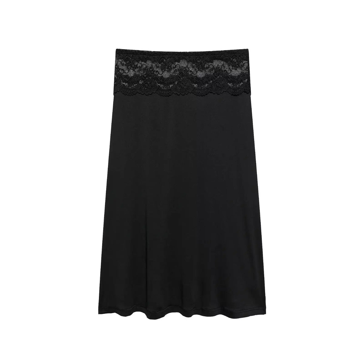 Lace Splicing Mid-Length Skirt Women High-Waisted Fluid Stylish Casual Commuter Skirt Spring Summer New Street Skirt