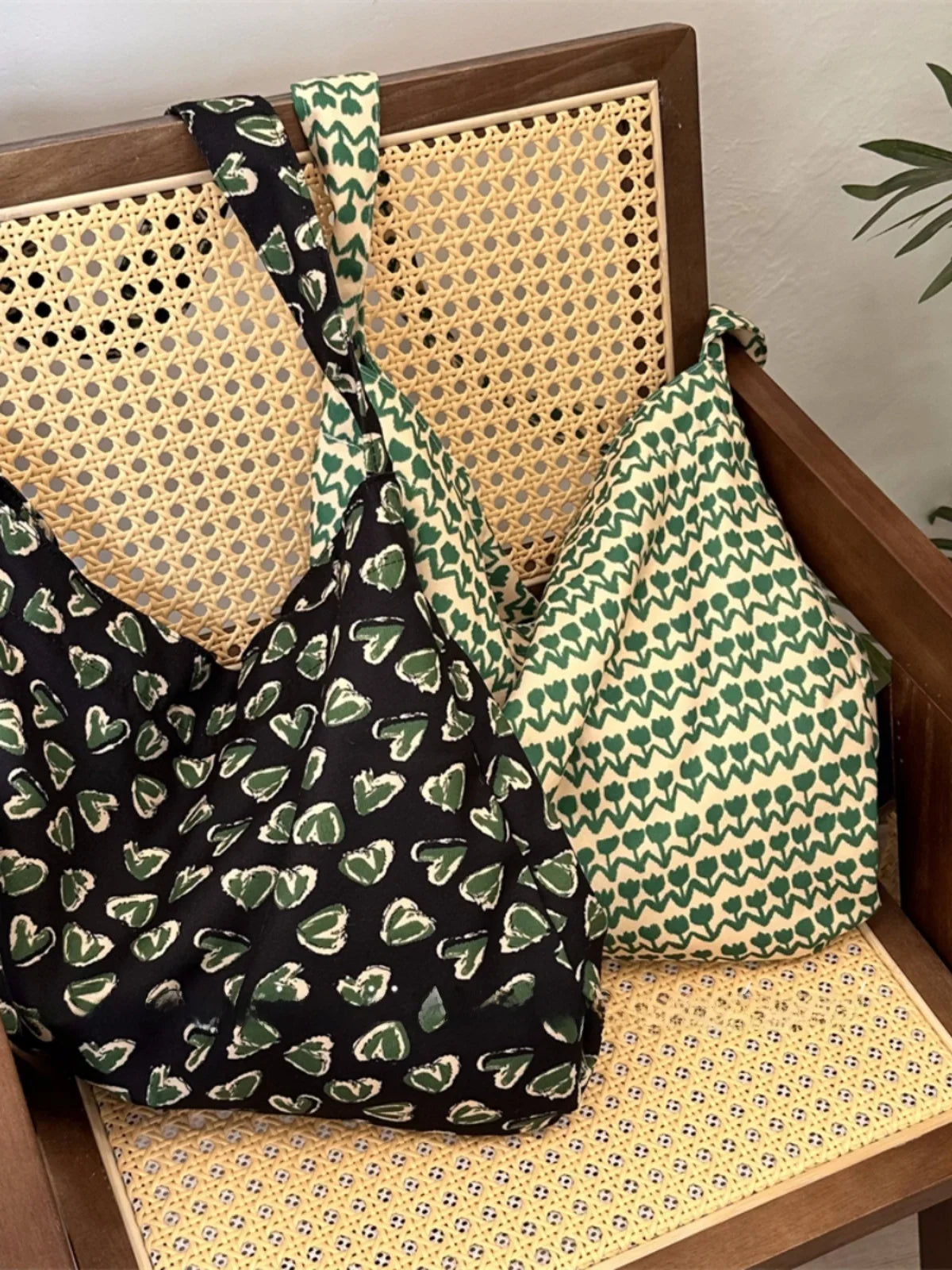 Large Capacity Floral Cotton Floral Print Underarm Bag Single Shoulder Tote Bag Artistic Style Casual Leisure Handbag