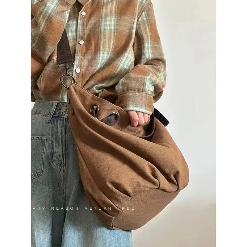 Japanese Retro Safari Style Canvas Bag New Large Capacity Multifunctional Crossbody Tote Bags