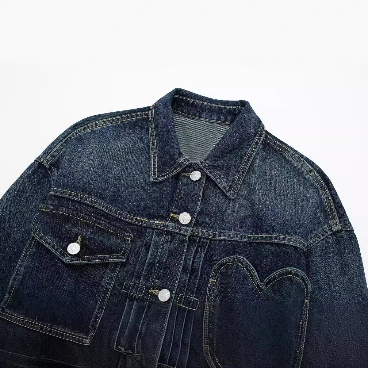 Women's New Plus Size Heart-shaped Pocket Denim Jacket Jacket for Women