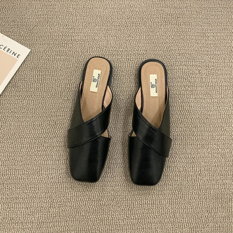 New Summer Baotou Half Women's Slippers Anti-slip Wear Fashion Outdoor Ladies Mules Casual Lovely Wind Woman Sandals