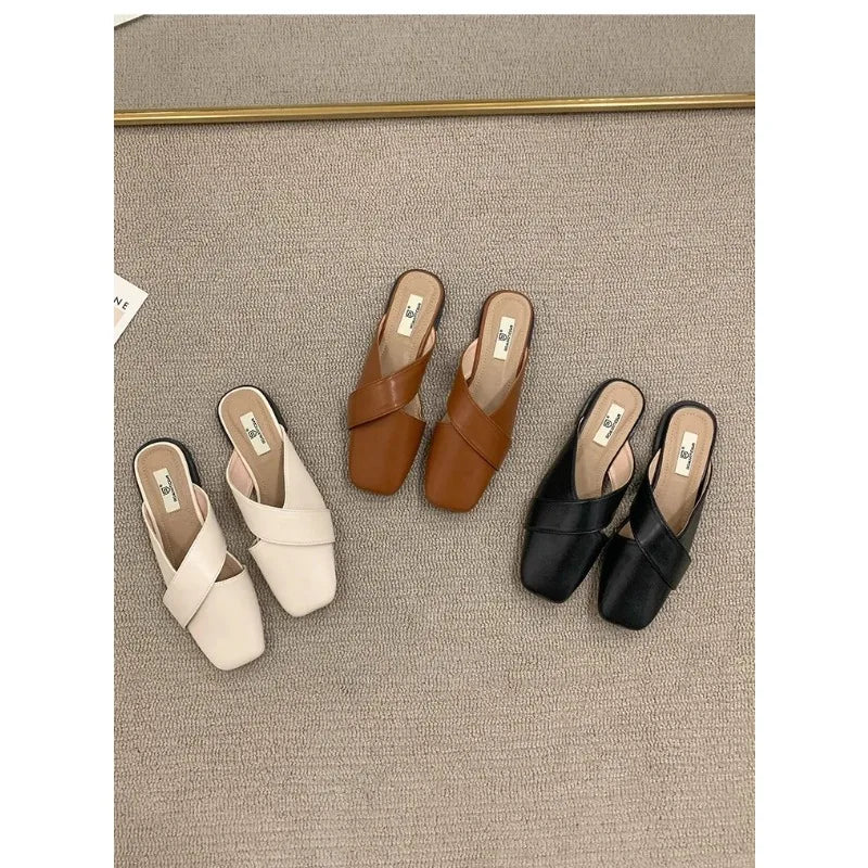 New Summer Baotou Half Women's Slippers Anti-slip Wear Fashion Outdoor Ladies Mules Casual Lovely Wind Woman Sandals