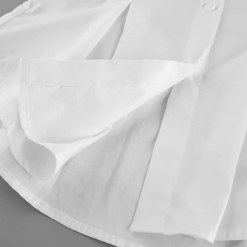 Pure cotton shirt for women, high-end, light luxury, versatile, pleated, waist cinching, slim fit, long sleeved, lapel shirt
