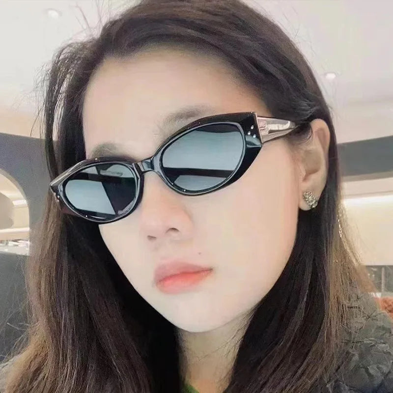 Fashion Oval Frame Sunglasses Personality Catwalk Small Frame Sunglasses Glasses Men's/Women's Universal UV400 Eyewear