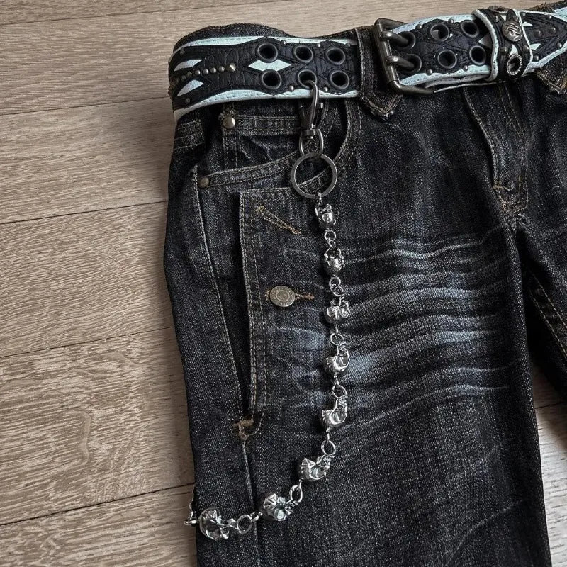 Y2K Street Hip Hop Embroidered Wash Jeans Woman Retro Loose Harajuku Fashion Street Trend High Waist Straight Leg Wide Leg Jeans
