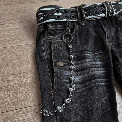 Y2K Street Hip Hop Embroidered Wash Jeans Woman Retro Loose Harajuku Fashion Street Trend High Waist Straight Leg Wide Leg Jeans