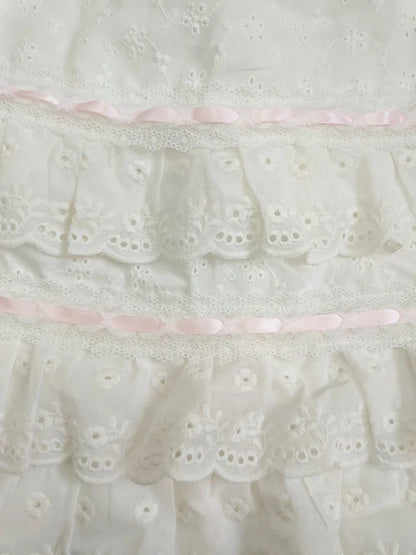 Cotton Shorts Skirt Women Lace Embroidery Elastic Waist Cute Mini Cake Skirt for Sweet Girls Lolita Style Kawaii Clothes