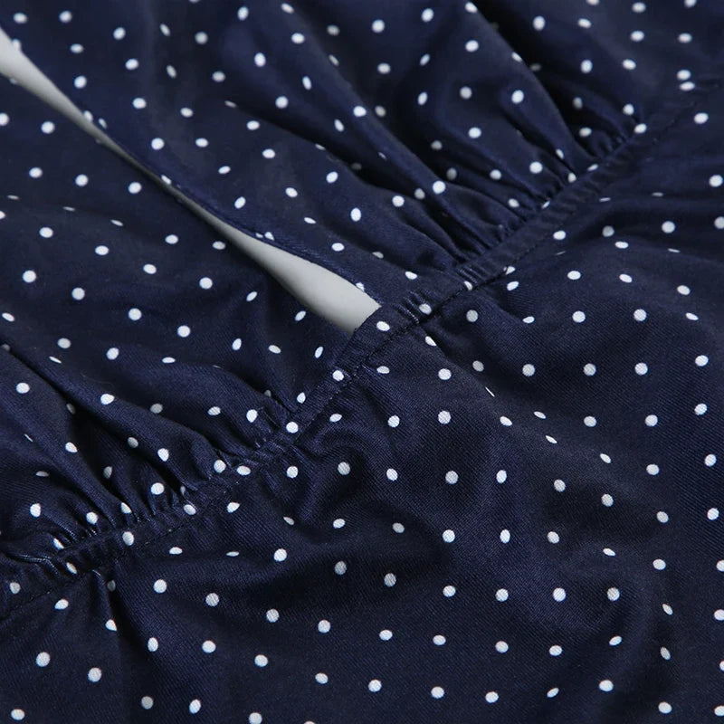 Dot Print V-neck Halter Camisole Top and A-line Layered Skirt Suit Fashion Sexy Women Backless Summer Two Piece Set