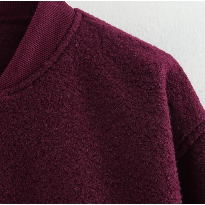 Casual Zipper Long Sleeve O-neck Coat for Women Spring New Solid Loose Female Jacket Vintage Ladies Outwear Top High Street