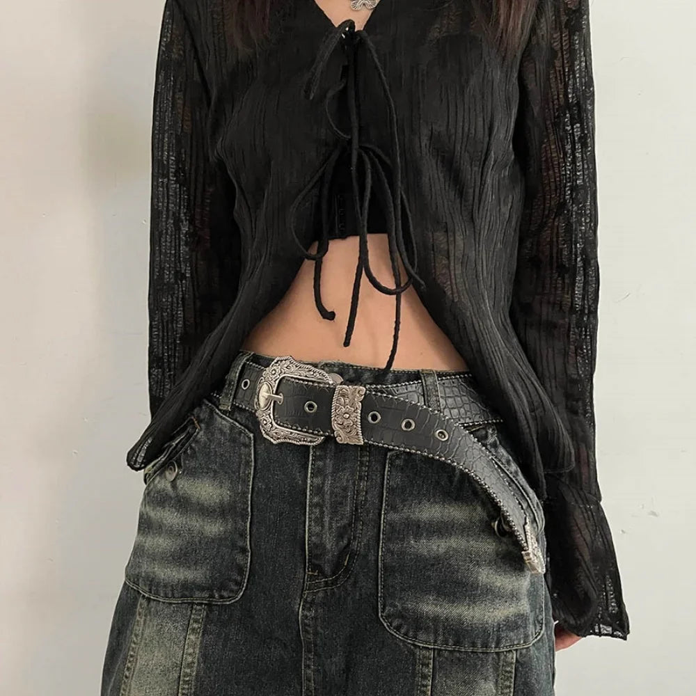 Unisex Jeans Belt Goth Y2k Designer Belts For Women High Quality Luxury Black Punk Accessory 3.8cm Waistband Men Belt Boho